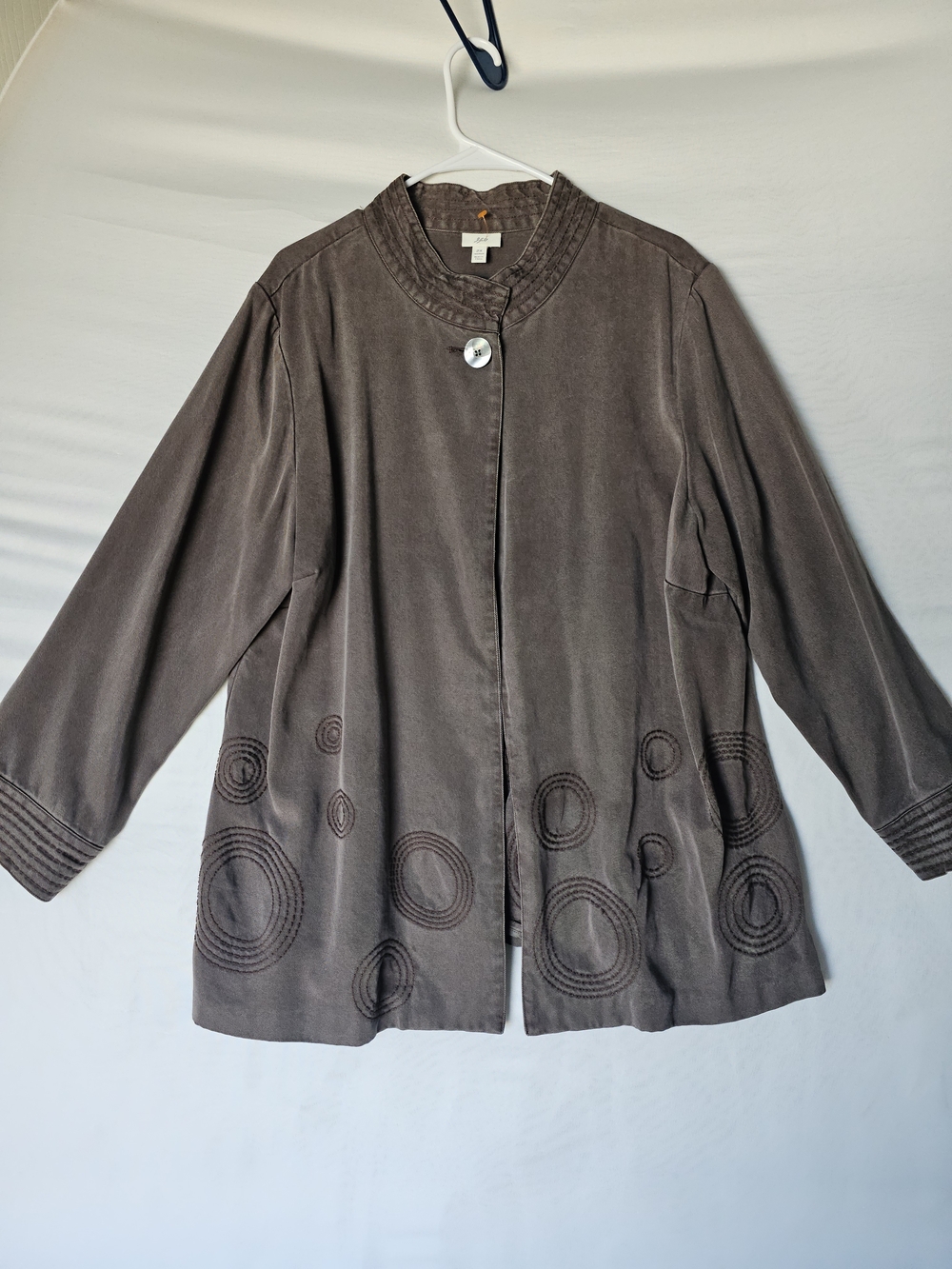 J. Jill Embroidered Tencel Jacket - 2X - Gray/Brown